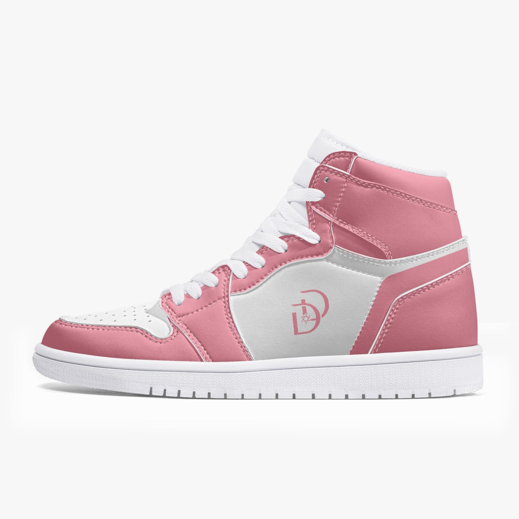 Unisex David Legends Star Of David High-Top Leather Sneakers David Denza- Pink and White