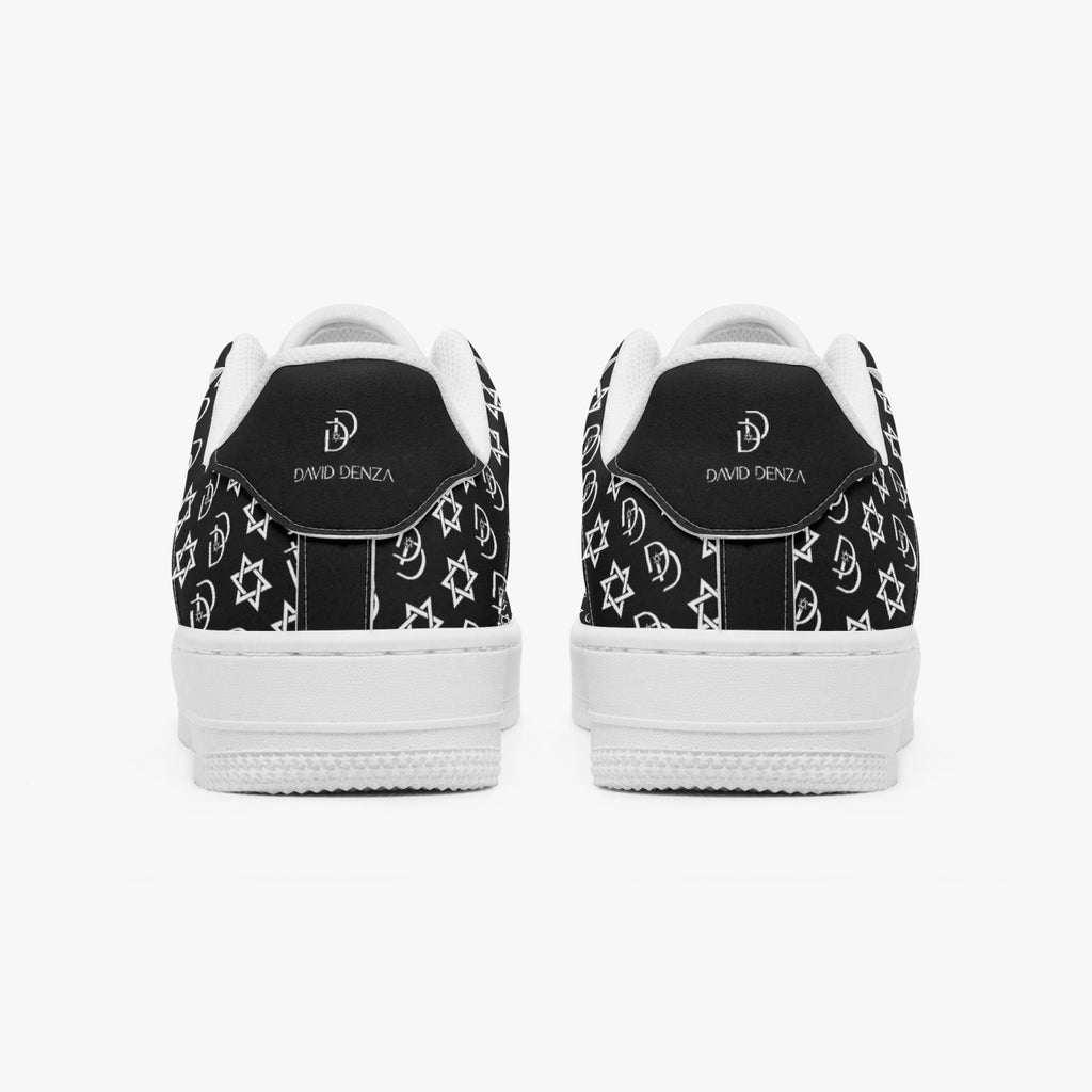 Unisex David Elevate Star Of David Leather David Denza Sneakers - Black & White