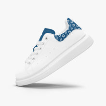 Load image into Gallery viewer, Unisex David Bold Star Of David Pattern Leather Oversized Sneakers - Blue on White