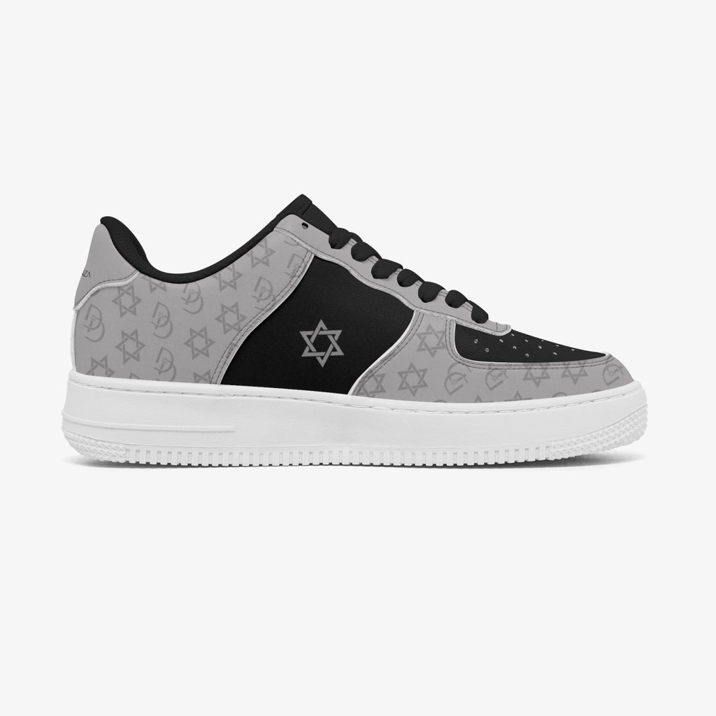 Unisex David Elevate Star Of David Low-Top Leather David Denza Sneakers - Black and Gray