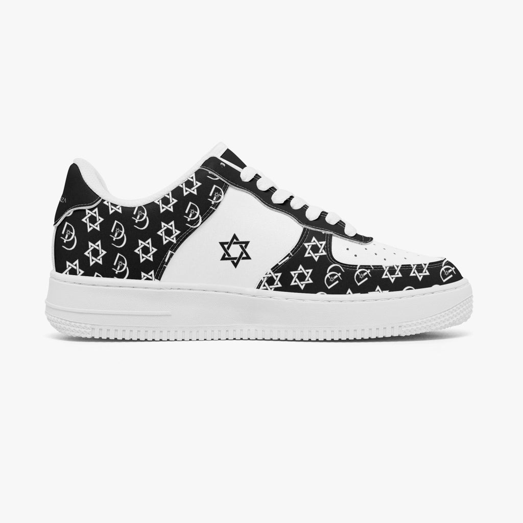 Unisex David Elevate Star Of David Leather David Denza Sneakers - Black & White