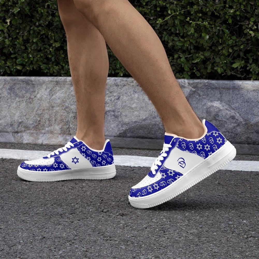 Unisex David Elevate Star Of David Leather David Denza Sneakers - Dark Blue White