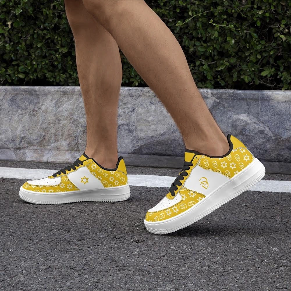 Unisex David Elevate Star Of David Shoes Leather David Denza Sneakers - Golden Yellow