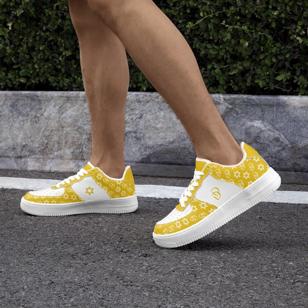 Unisex David Elevate Star Of David Shoes Leather David Denza Sneakers - Golden Yellow