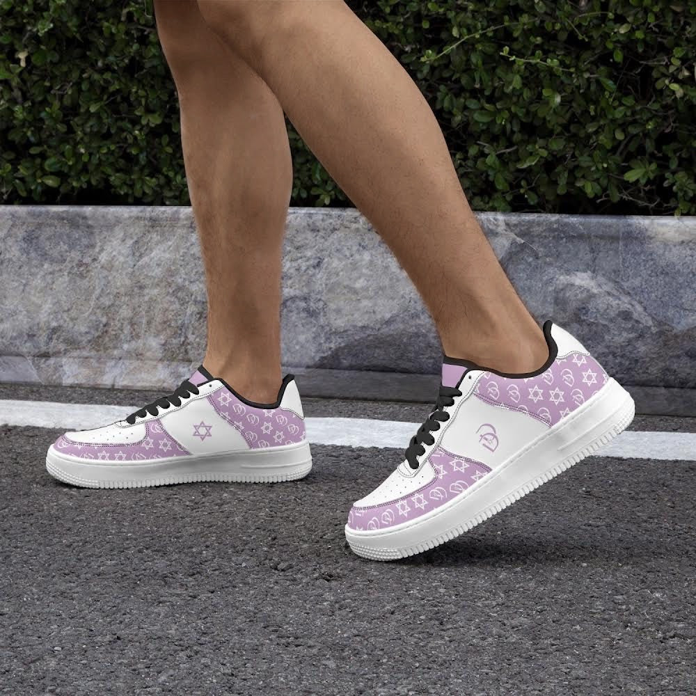 Unisex David Elevate Star Of David Leather David Denza Sneakers - Orchid Haze & White