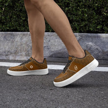 Load image into Gallery viewer, Unisex David Elevate Star Of David Leather David Denza Sneakers - Rich Brown &amp; Light Tan