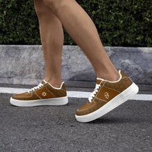 Load image into Gallery viewer, Unisex David Elevate Star Of David Leather David Denza Sneakers - Rich Brown &amp; Light Tan