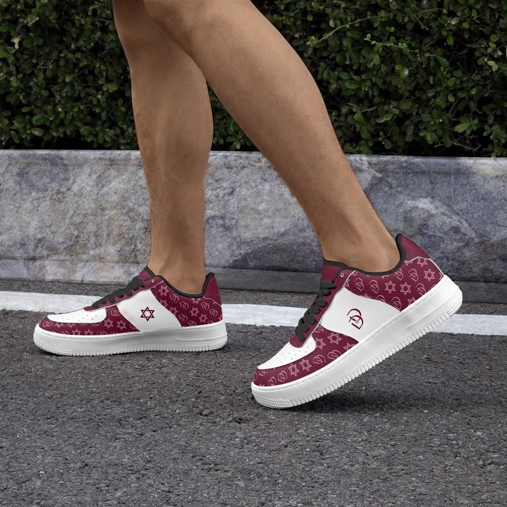 Unisex David Elevate Star Of David Leather David Denza Sneakers - Rich Burgundy