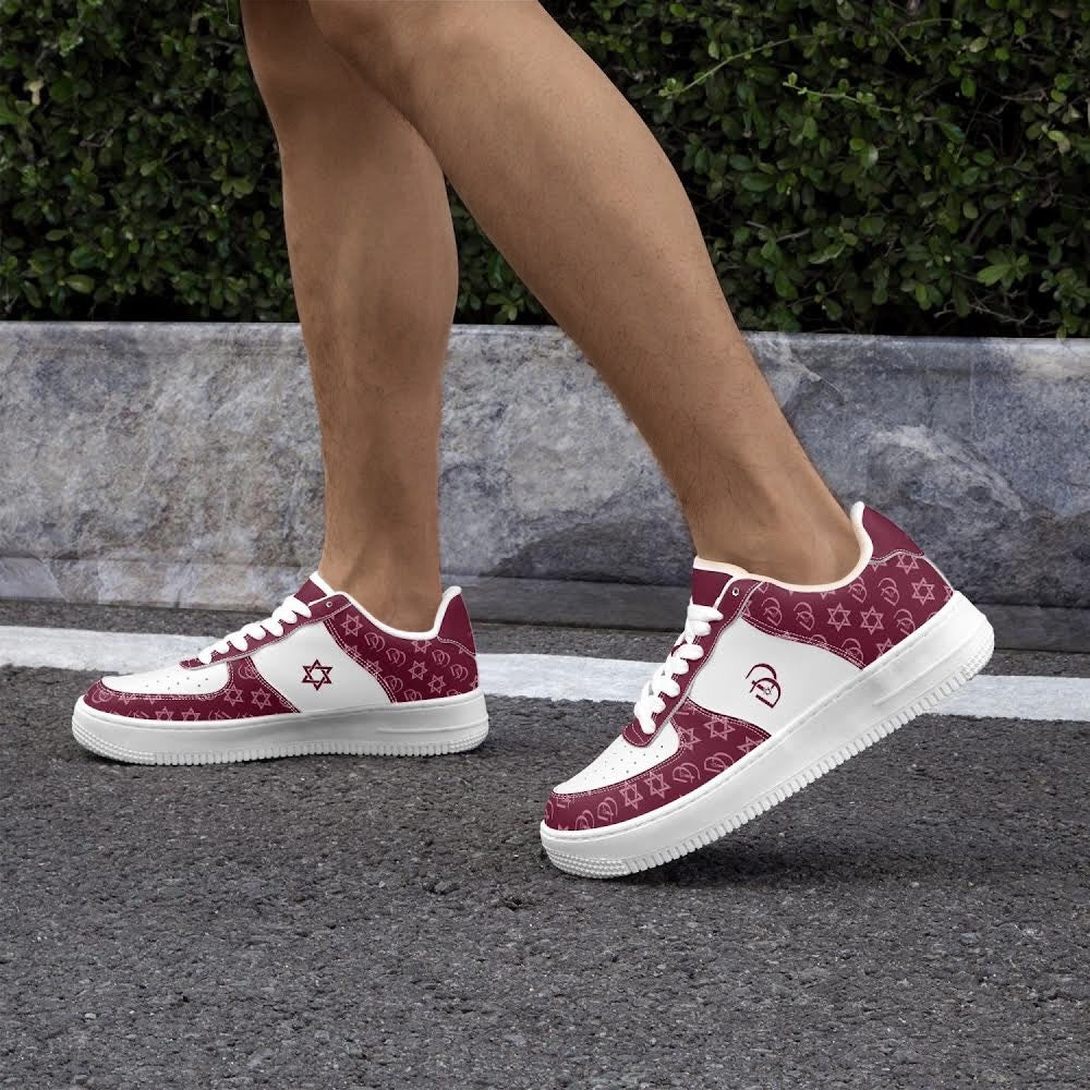 Unisex David Elevate Star Of David Leather David Denza Sneakers - Rich Burgundy