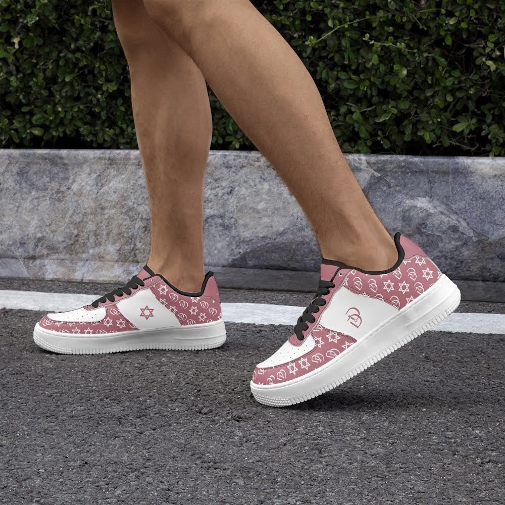 Unisex David Elevate Star Of David Leather David Denza Sneakers - Rose Dust & White