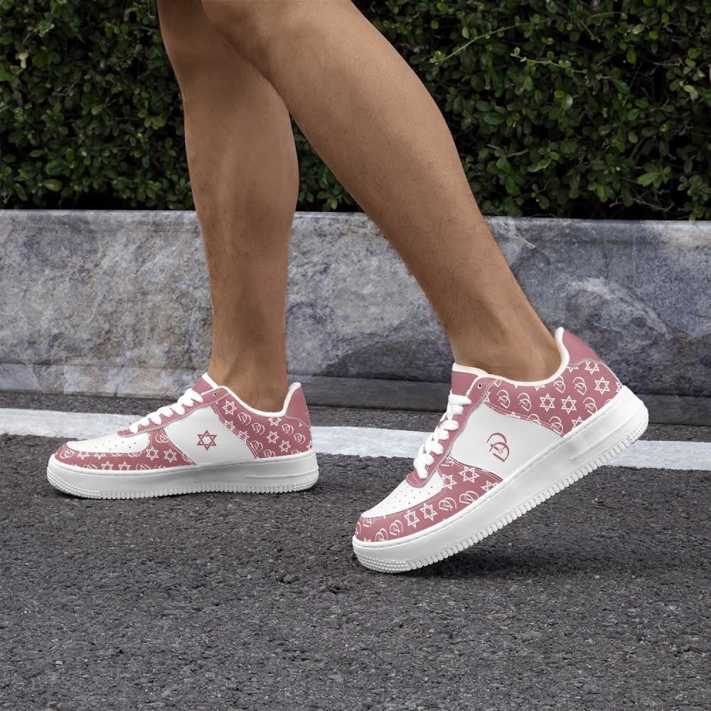 Unisex David Elevate Star Of David Leather David Denza Sneakers - Rose Dust & White