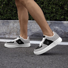 Load image into Gallery viewer, Unisex David Elevate Star Of David Low-Top Leather David Denza Sneakers - Black and Gray