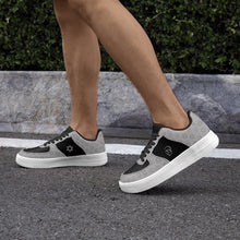 Load image into Gallery viewer, Unisex David Elevate Star Of David Low-Top Leather David Denza Sneakers - Black and Gray