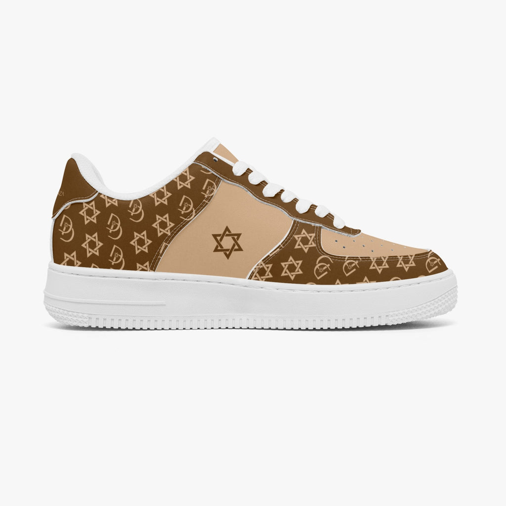 Unisex David Elevate Star Of David Leather David Denza Sneakers - Brown & Light Tan