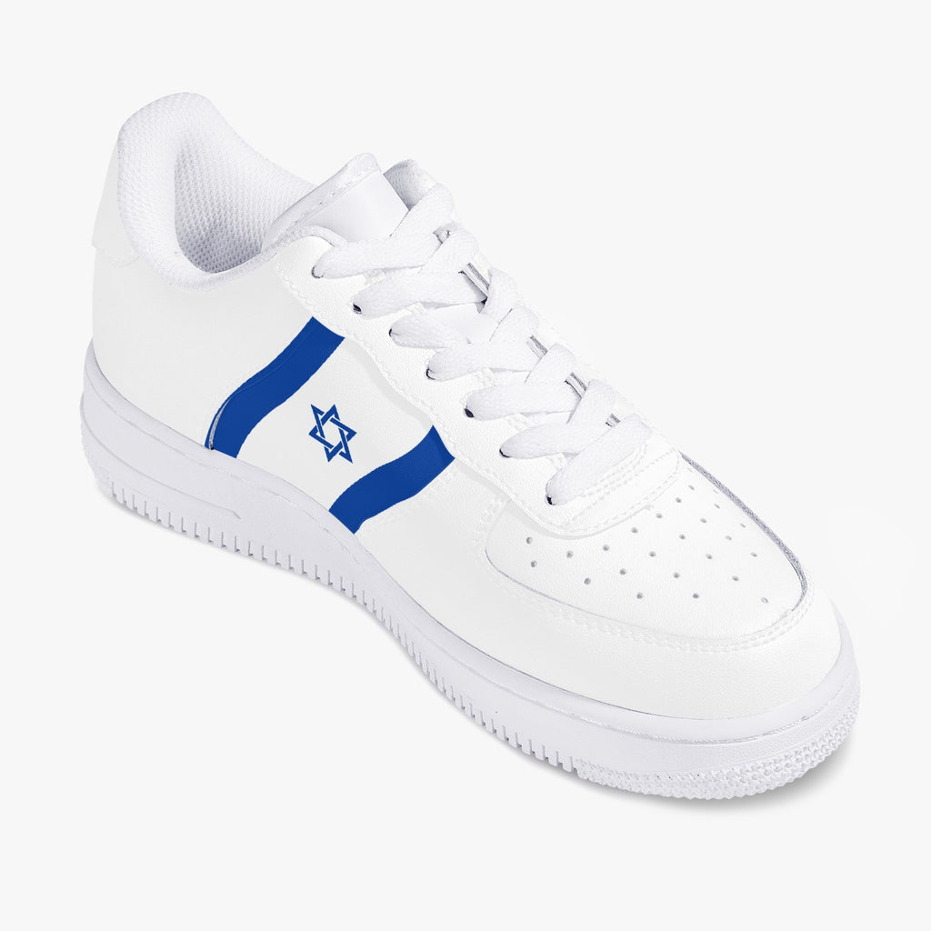 Unisex David Elevate Star Of David Low-Top Leather David Denza Sneakers - White & Blue