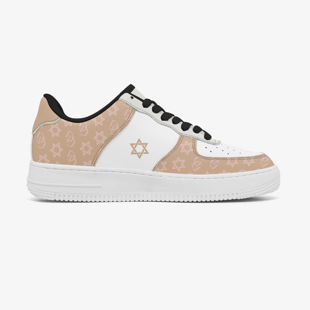 Unisex David Elevate Star Of David Leather David Denza Sneakers - Brown & White