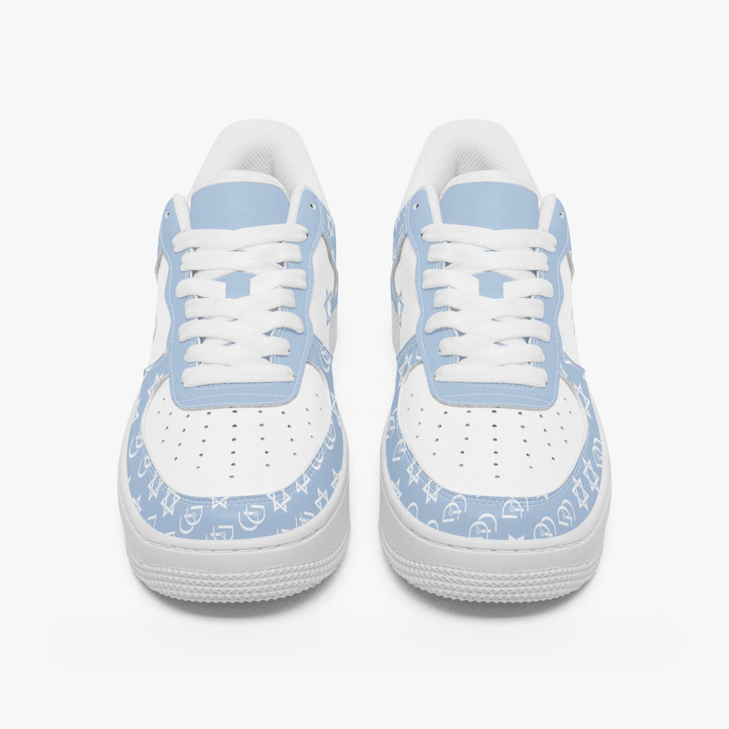 Unisex David Elevate Star Of David Leather David Denza Sneakers  - Sky Blue & White