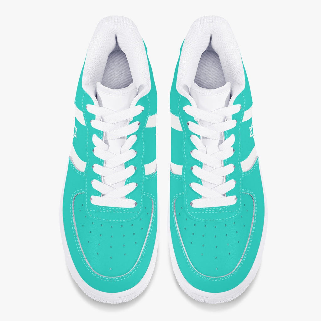 Unisex David Elevate Star Of David Low-Top Leather David Denza Sneakers  turquoise and white