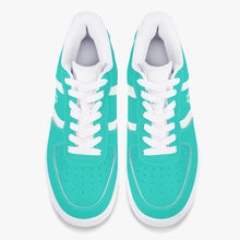 Load image into Gallery viewer, Unisex David Elevate Star Of David Low-Top Leather David Denza Sneakers  turquoise and white