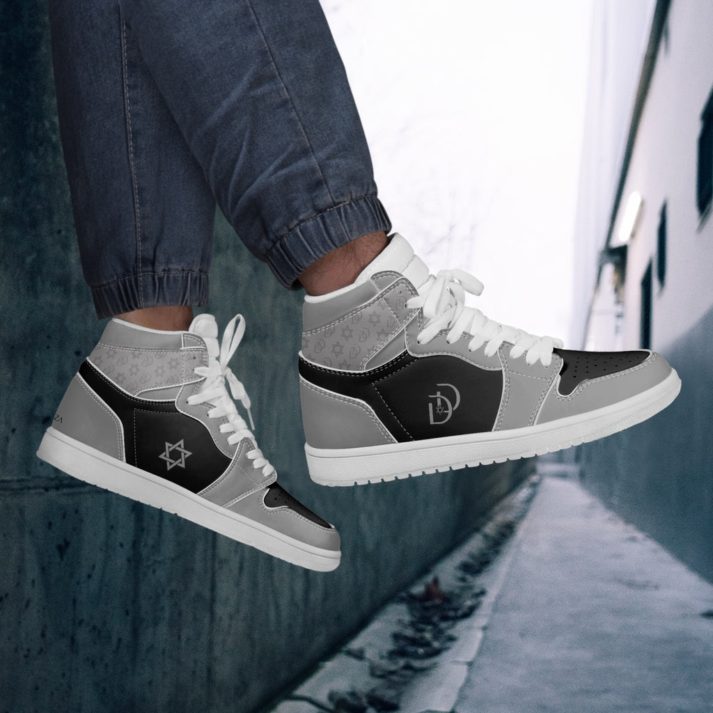 Unisex David Legends Star Of David High-Top Leather Sneakers David Denza - Black and Gray