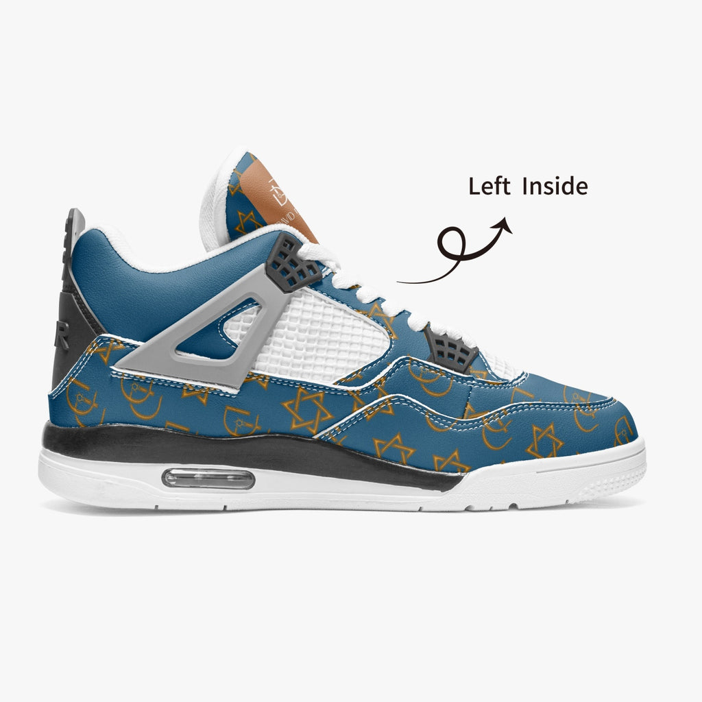 Unisex David Prime Star Of David Basketball Sneakers -Blue with gold