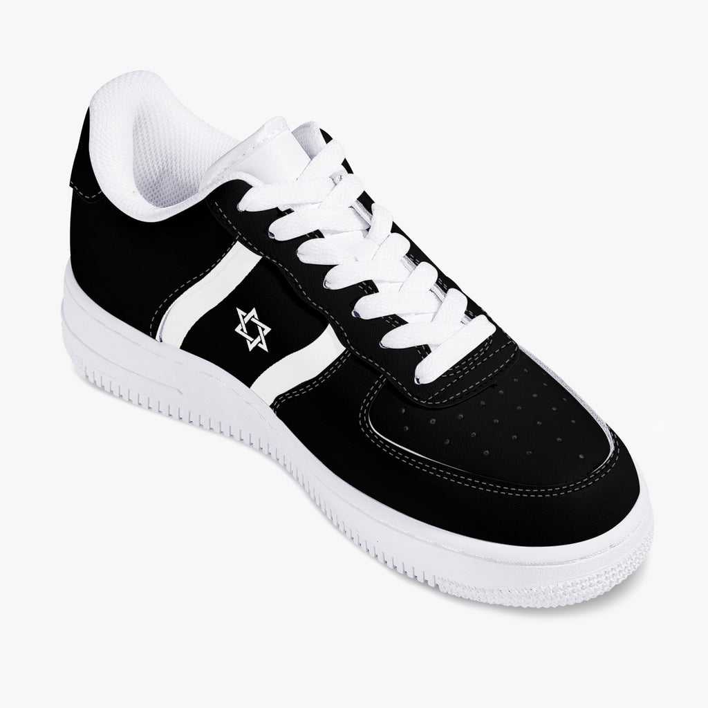 Unisex David Elevate Star Of David Low-Top Leather David Denza Sneakers-Black and White