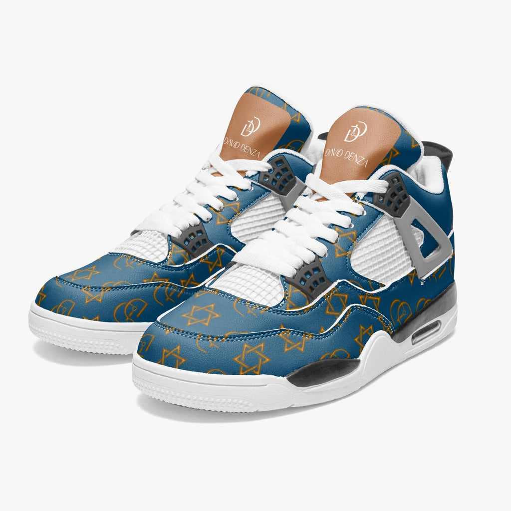 Unisex David Prime Star Of David Basketball Sneakers -Blue with gold