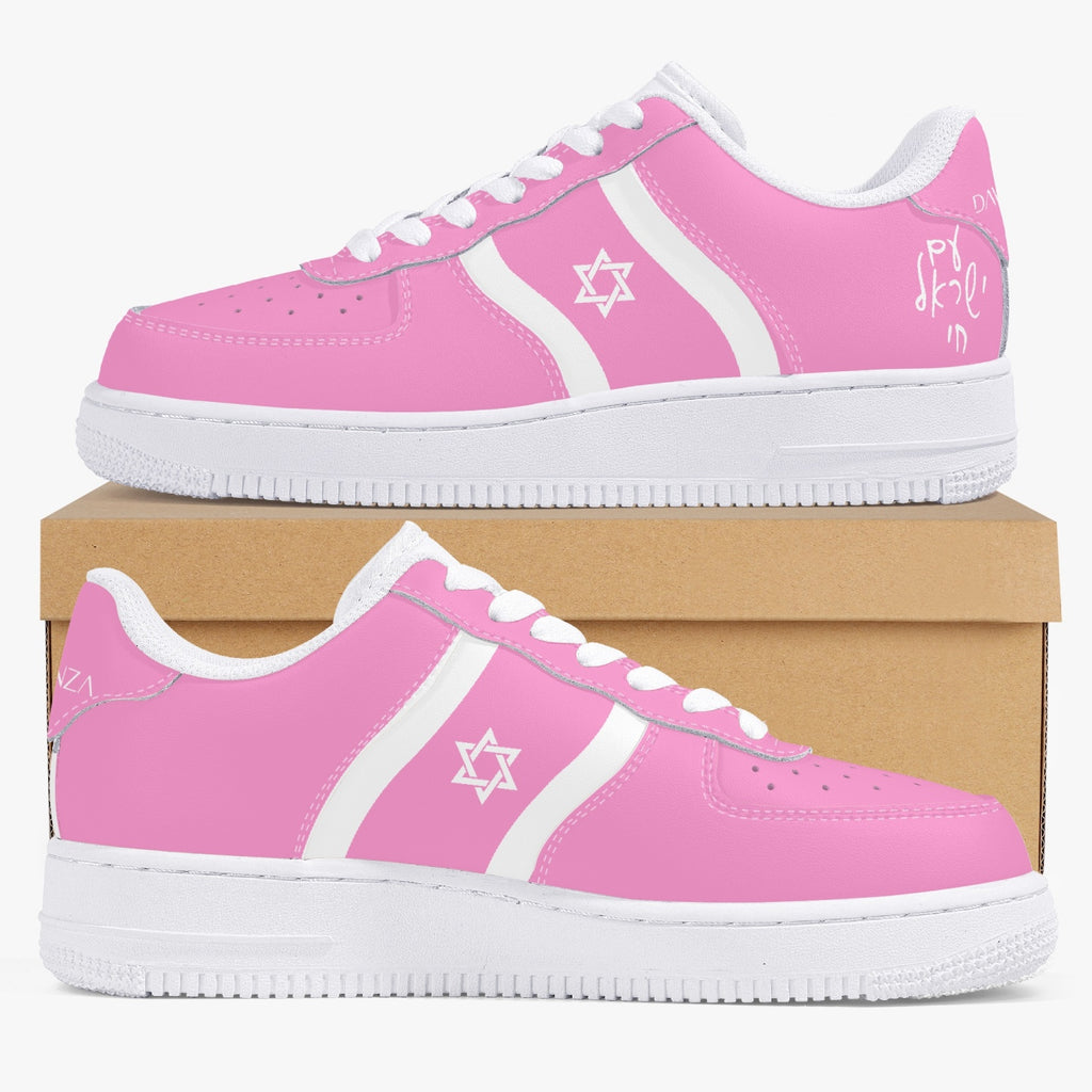 Unisex David Elevate Star Of David Low-Top Leather David Denza Sneakers - Pink and white