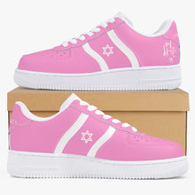 Load image into Gallery viewer, Unisex David Elevate Star Of David Low-Top Leather David Denza Sneakers - Pink and white