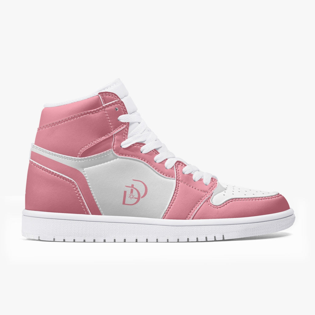 Unisex David Legends Star Of David High-Top Leather Sneakers David Denza- Pink and White