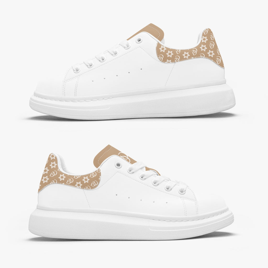 Unisex David Bold Star Of David Pattern Leather Oversized Sneakers - Golden