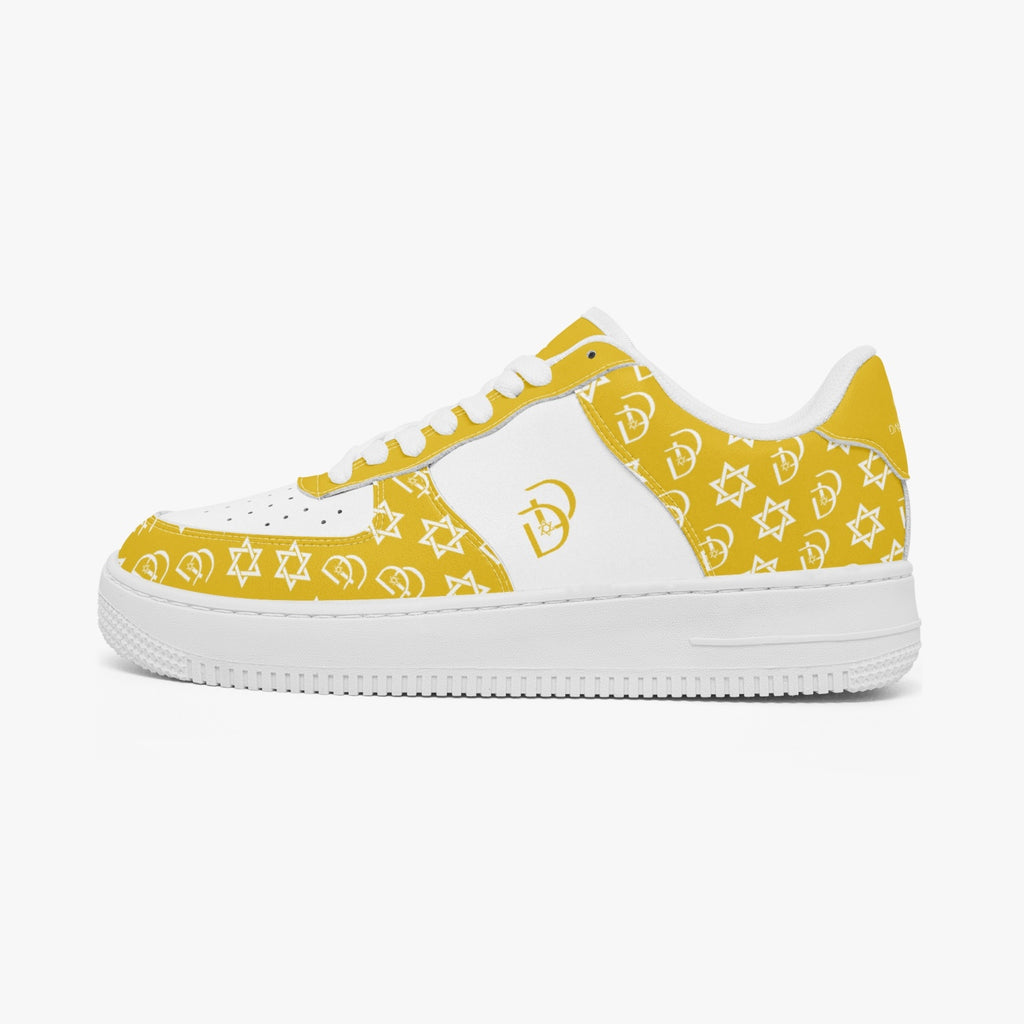 Unisex David Elevate Star Of David Shoes Leather David Denza Sneakers - Golden Yellow