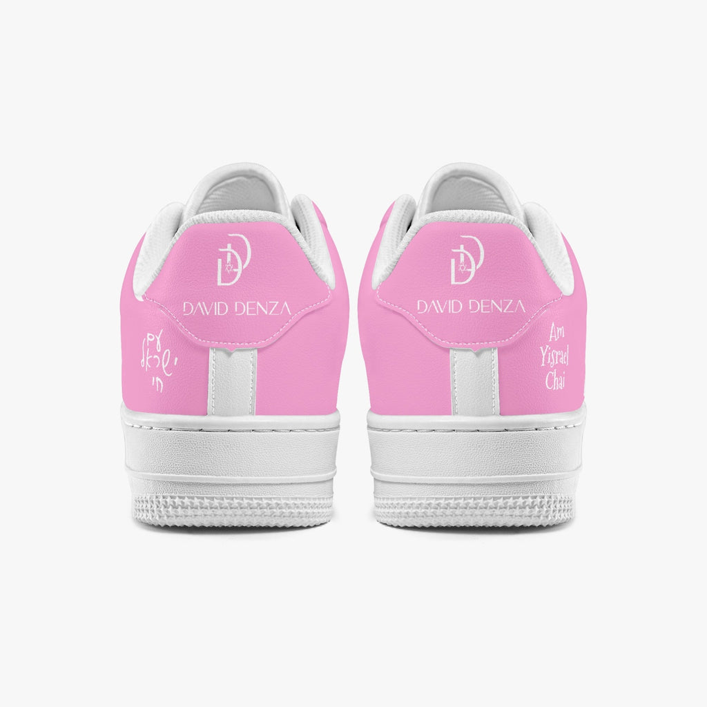 Unisex David Elevate Star Of David Low-Top Leather David Denza Sneakers - Pink and white