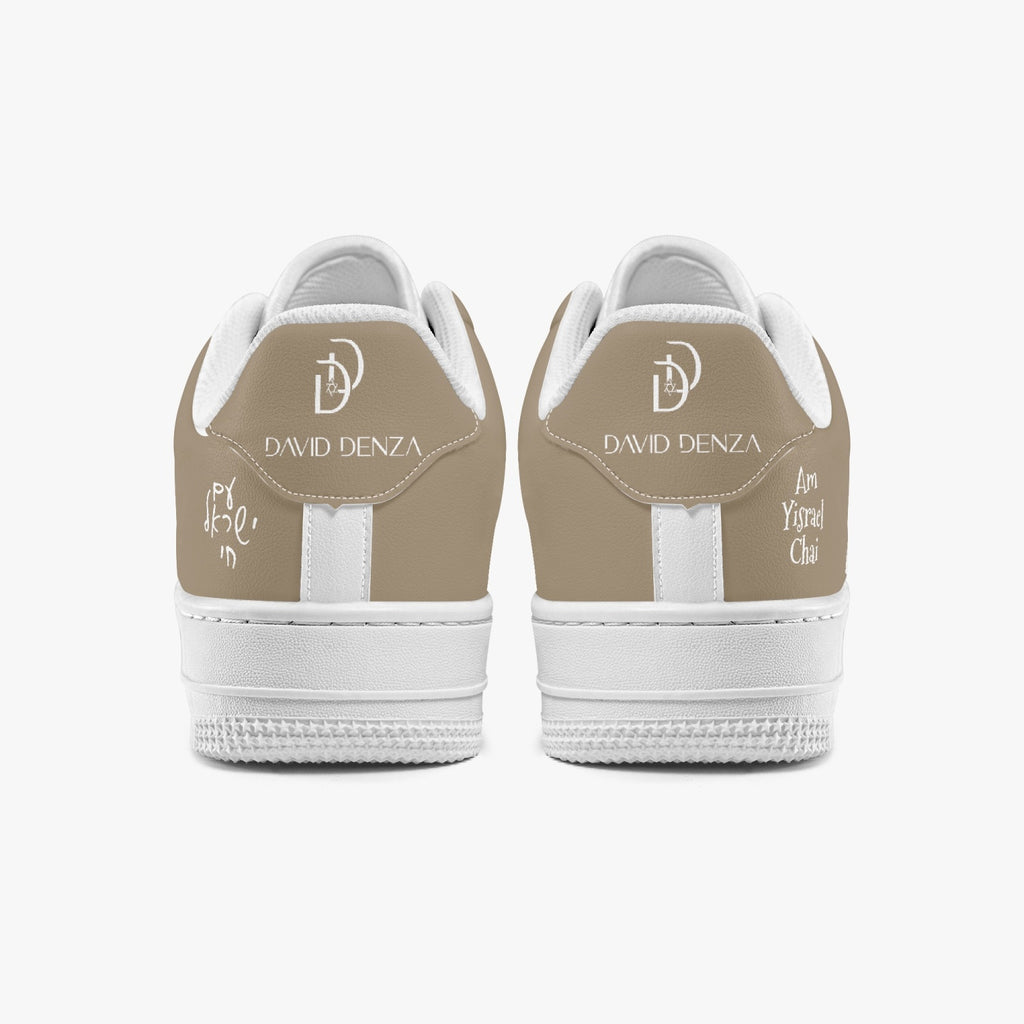 Unisex David Elevate Star Of David Low-Top Leather David Denza Sneakers - Brown-beige & White