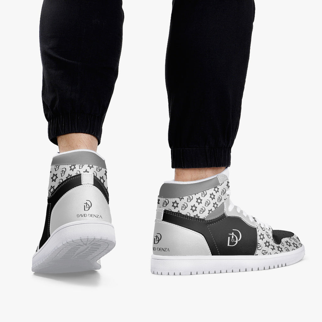 Unisex David Legends Star Of David High-Top Leather Sneakers David Denza - White & Black with Gray