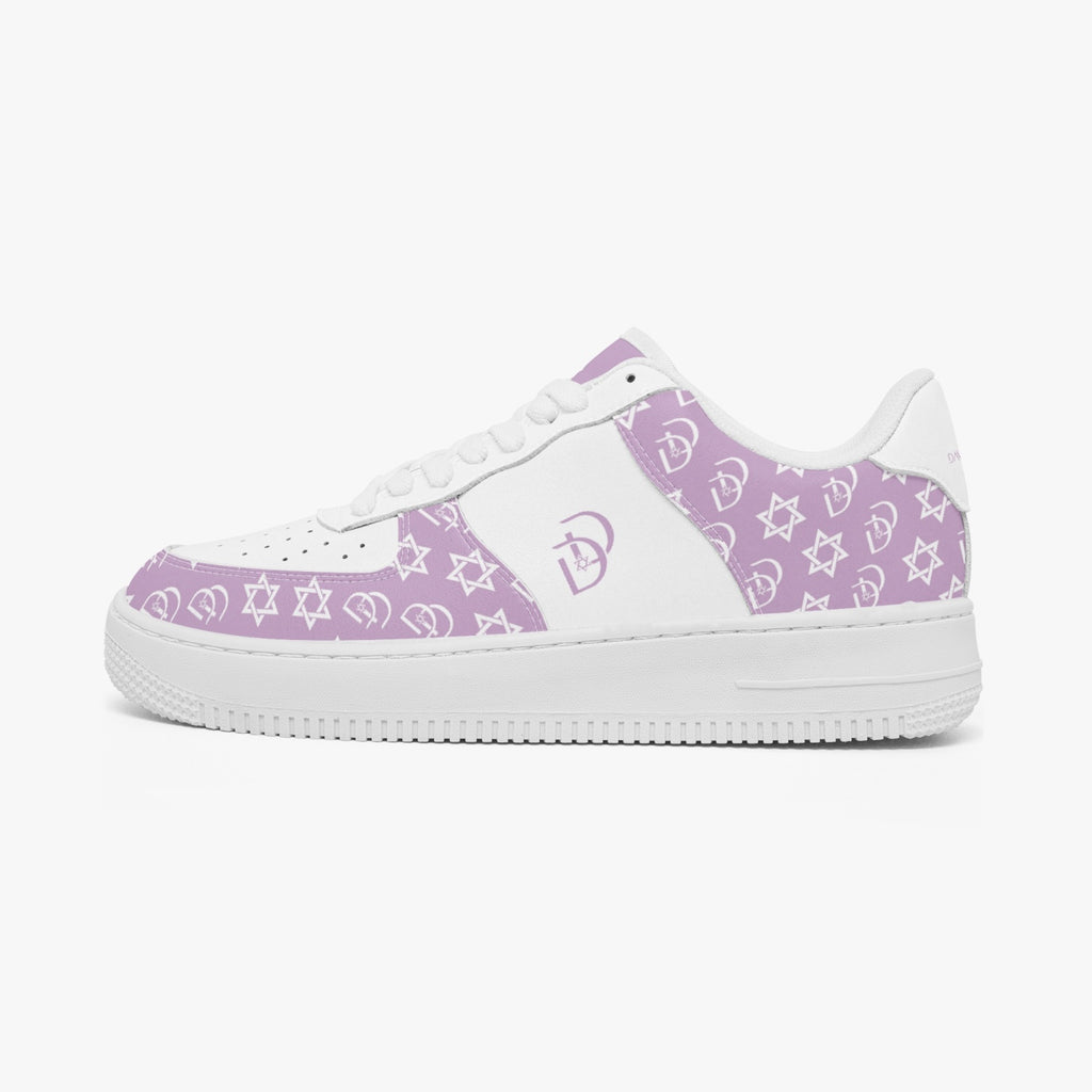 Unisex David Elevate Star Of David Leather David Denza Sneakers - Orchid Haze & White