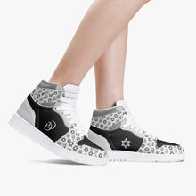 Load image into Gallery viewer, Unisex David Legends Star Of David High-Top Leather Sneakers David Denza - White &amp; Black with Gray