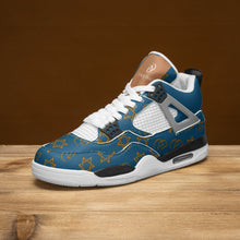 Load image into Gallery viewer, Unisex David Prime Star Of David Basketball Sneakers -Blue with gold