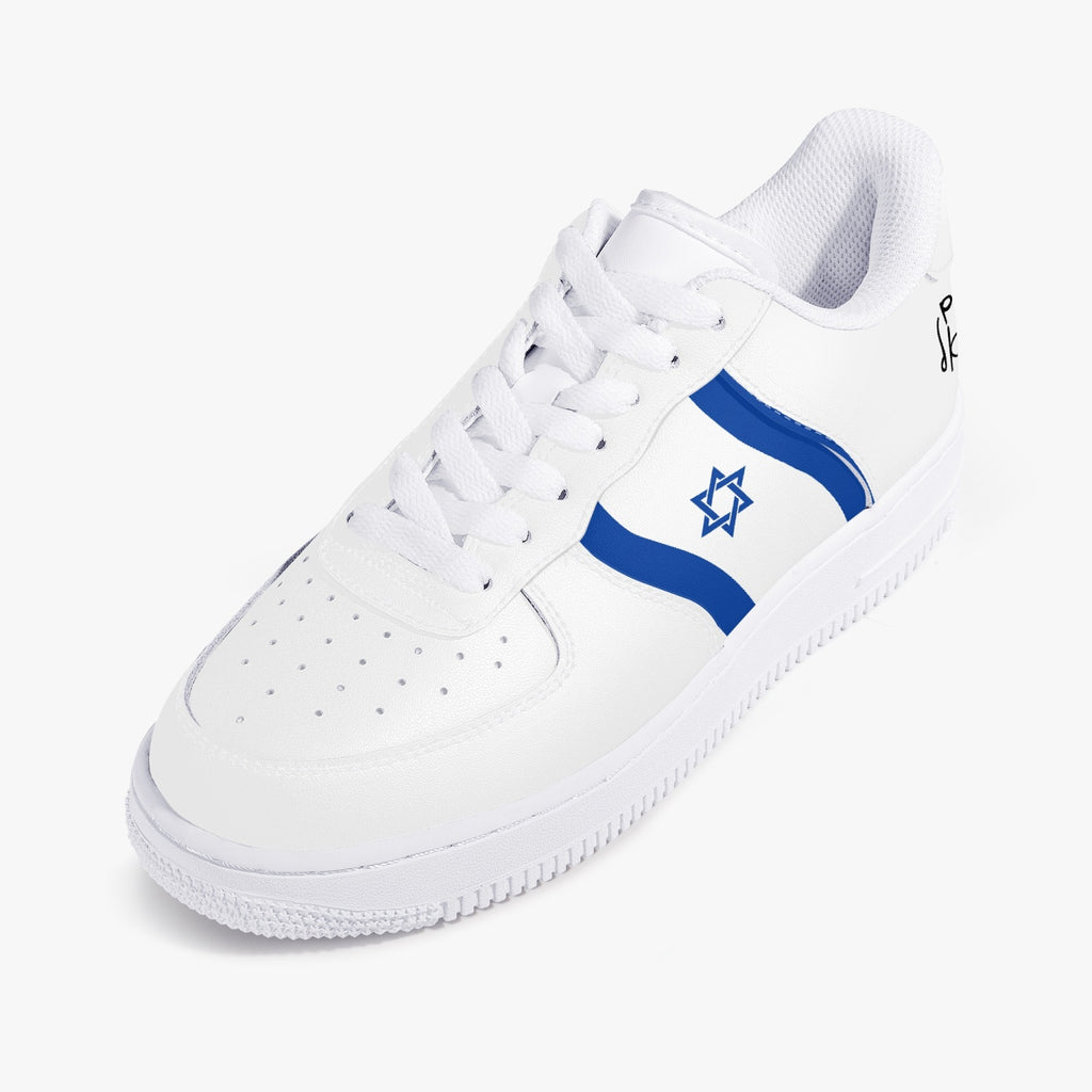 Unisex David Elevate Star Of David Low-Top Leather David Denza Sneakers - White & Blue