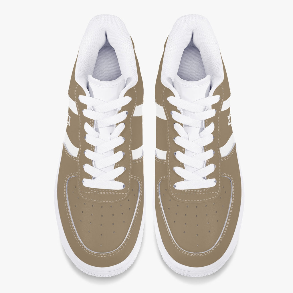 Unisex David Elevate Star Of David Low-Top Leather David Denza Sneakers - Brown-beige & White