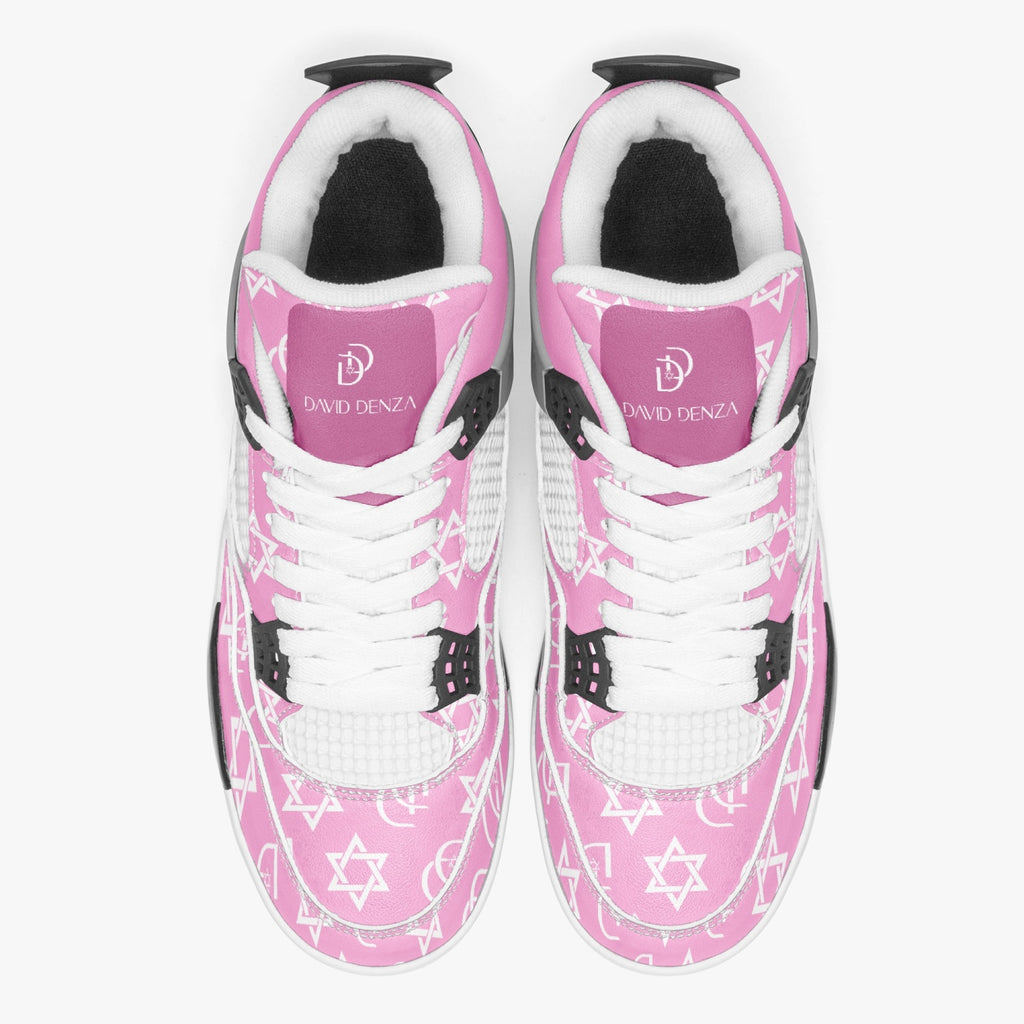 Unisex David Prime Star Of David Basketball Sneakers -Pink with white