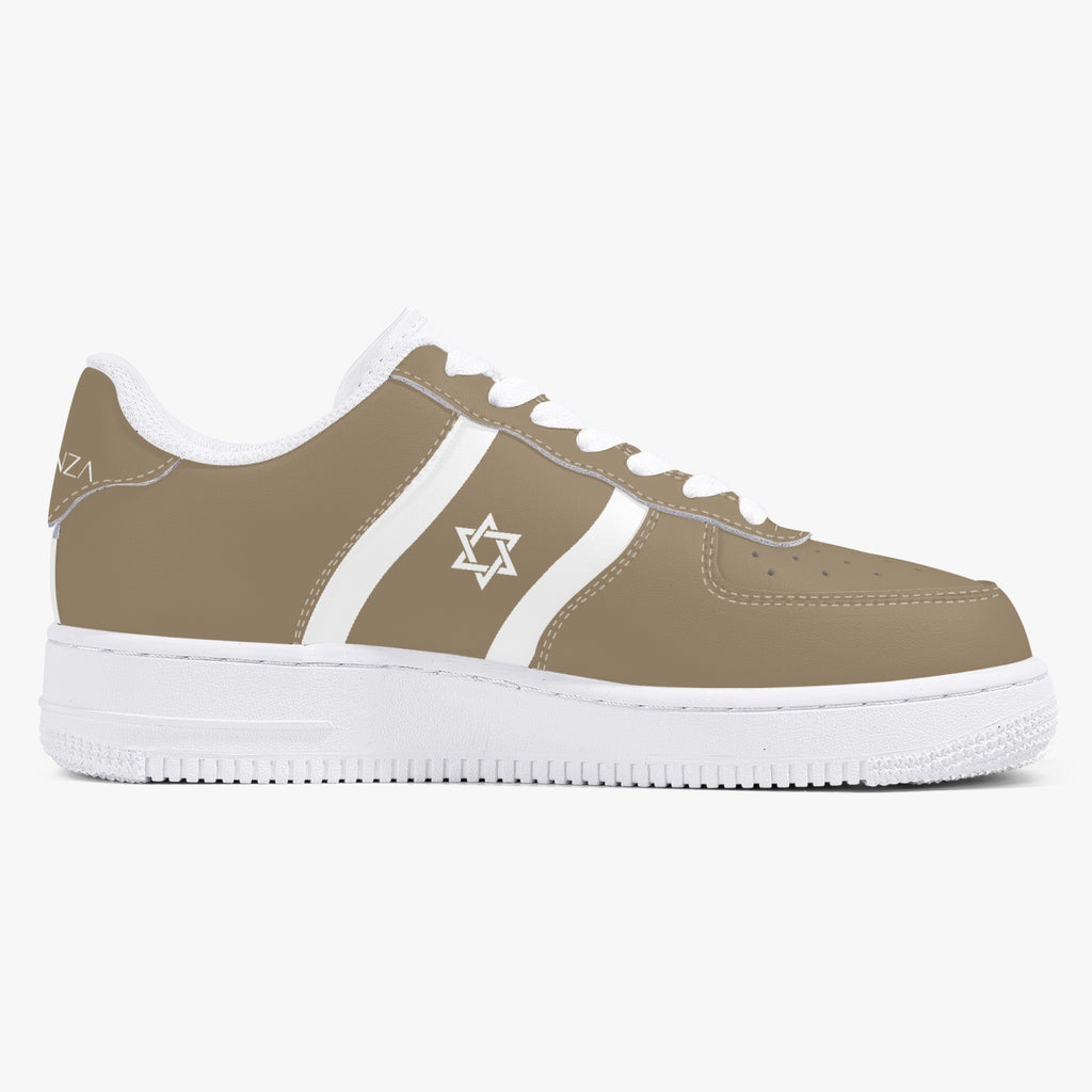 Unisex David Elevate Star Of David Low-Top Leather David Denza Sneakers - Brown-beige & White