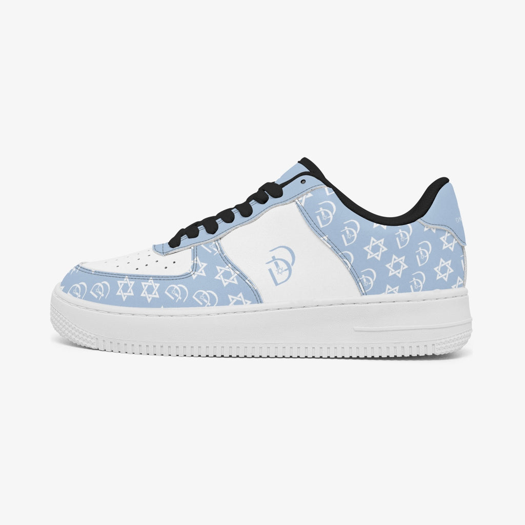 Unisex David Elevate Star Of David Leather David Denza Sneakers  - Sky Blue & White