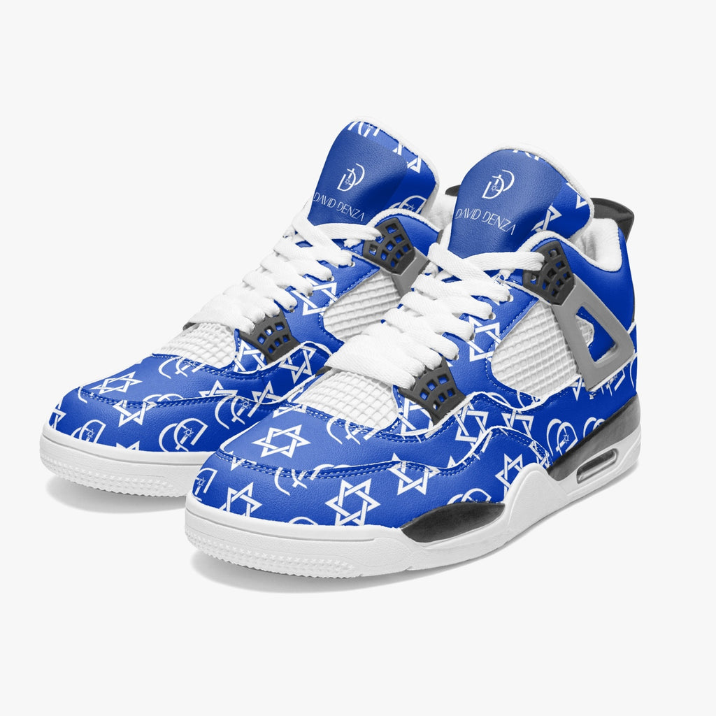 Unisex David Prime Star Of David Basketball Sneakers -blue with white