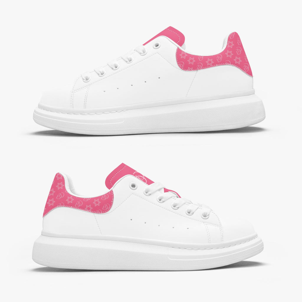 Unisex David Bold Star Of David Pattern Leather Oversized Sneakers - Pink Color