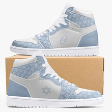 Load image into Gallery viewer, Unisex David Legends Star Of David High-Top Leather Sneakers David Denza - sky blue