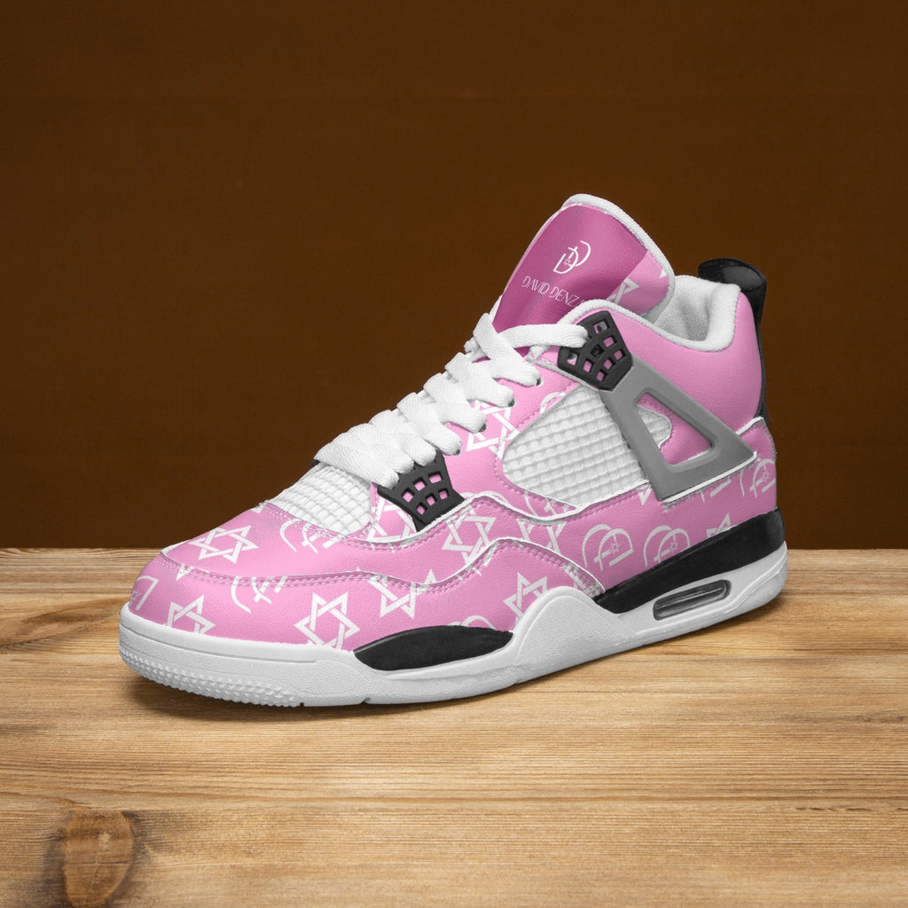 Unisex David Prime Star Of David Basketball Sneakers -Pink with white