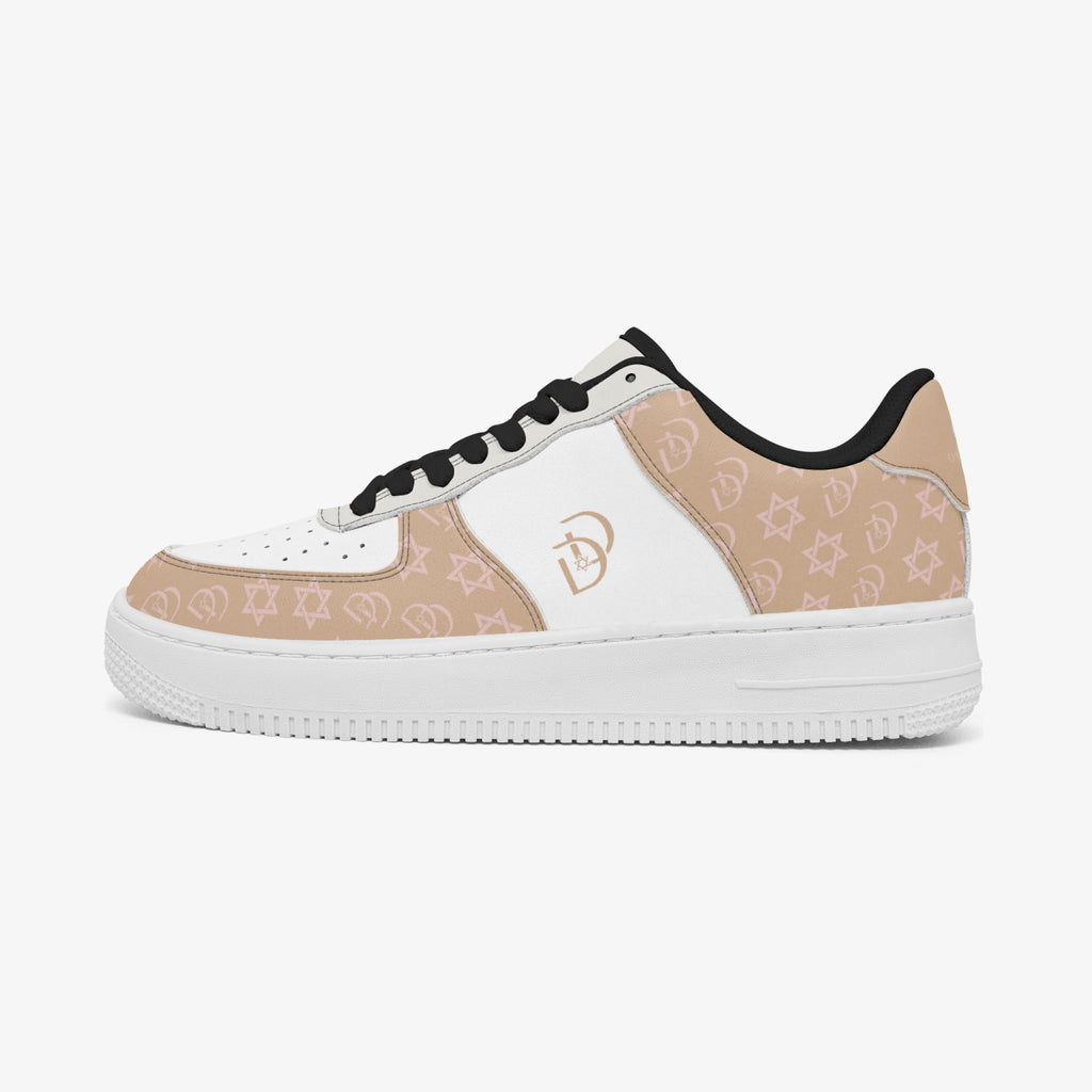 Unisex David Elevate Star Of David Leather David Denza Sneakers - Brown & White