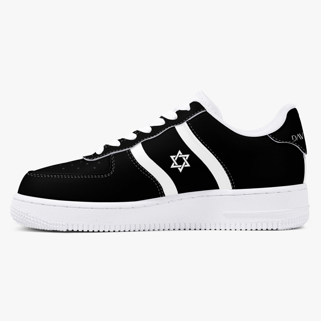 Unisex David Elevate Star Of David Low-Top Leather David Denza Sneakers-Black and White