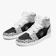 Load image into Gallery viewer, Unisex David Legends Star Of David High-Top Leather Sneakers David Denza - White &amp; Black with Gray